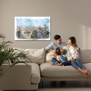 Peinture sur toile Panorama De Paris - Aquarelle – Image 7
