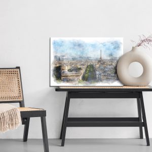 Peinture sur toile Panorama De Paris - Aquarelle – Image 6