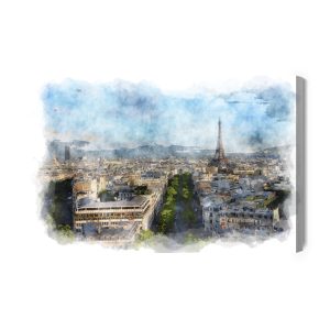 Peinture sur toile Panorama De Paris - Aquarelle – Image 2