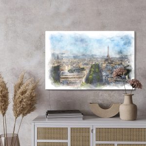 Peinture sur toile Panorama De Paris - Aquarelle – Image 3