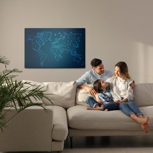 Peinture sur toile Carte Du Monde Bleu Moderniste – Image 7