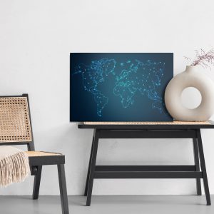 Peinture sur toile Carte Du Monde Bleu Moderniste – Image 6