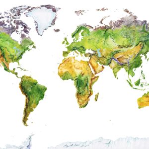 Peinture sur toile Carte Physique Du Monde – Image 1
