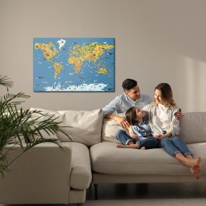 Peinture sur toile Carte Du Monde Avec Des Animaux – Image 7