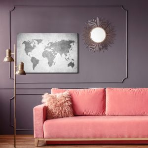 Peinture sur toile Carte Du Monde En Nuances De Gris – Image 4