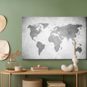 Peinture sur toile Carte Du Monde En Nuances De Gris – Image 5