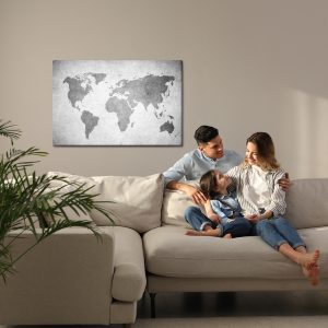 Peinture sur toile Carte Du Monde En Nuances De Gris – Image 7