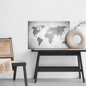Peinture sur toile Carte Du Monde En Nuances De Gris – Image 6