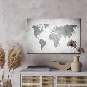 Peinture sur toile Carte Du Monde En Nuances De Gris – Image 3