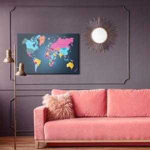 Peinture sur toile Carte Du Monde Politique Multicolore – Image 4