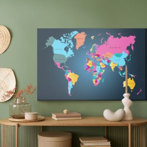Peinture sur toile Carte Du Monde Politique Multicolore – Image 5