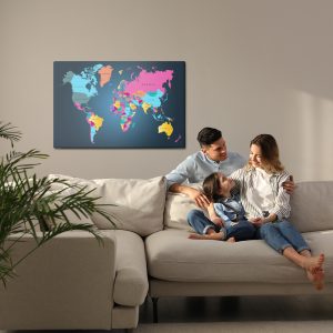 Peinture sur toile Carte Du Monde Politique Multicolore – Image 7