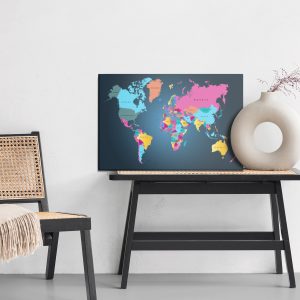 Peinture sur toile Carte Du Monde Politique Multicolore – Image 6
