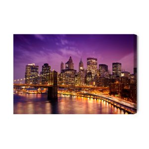 Peinture sur toile Centre-Ville De New York La Nuit – Image 2