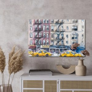 Peinture sur toile Rue De New York Peinte À L'aquarelle – Image 3
