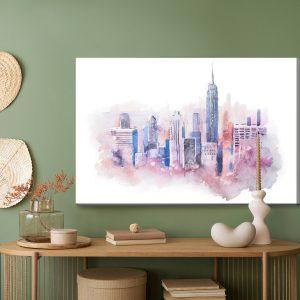 Peinture sur toile Le Centre-Ville De New York Peint À L'aquarelle – Image 5