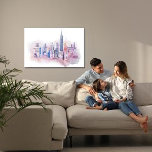 Peinture sur toile Le Centre-Ville De New York Peint À L'aquarelle – Image 7