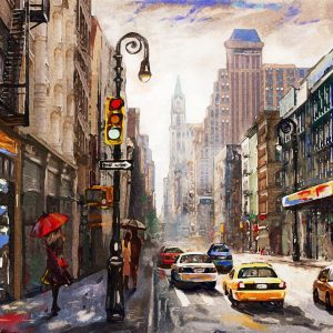 Peinture sur toile Vue 3D De La Rue De New York – Image 1