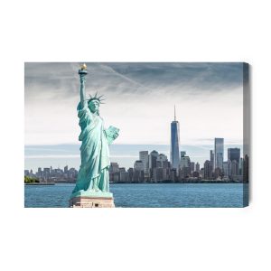 Peinture sur toile La Statue De La Liberté Sur Fond De Gratte-Ciel De New York – Image 2