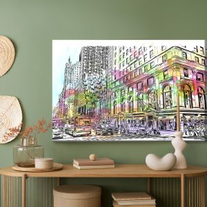 Peinture sur toile Bâtiments De New York Avec Une Touche D'aquarelle – Image 5