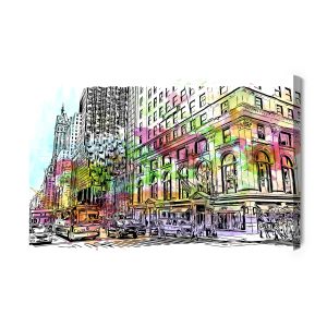 Peinture sur toile Bâtiments De New York Avec Une Touche D'aquarelle – Image 2