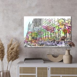 Peinture sur toile Bâtiments De New York Avec Une Touche D'aquarelle – Image 3
