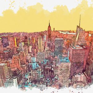 Peinture sur toile Gratte-Ciel Colorés De New York Peints – Image 1