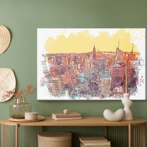 Peinture sur toile Gratte-Ciel Colorés De New York Peints – Image 5