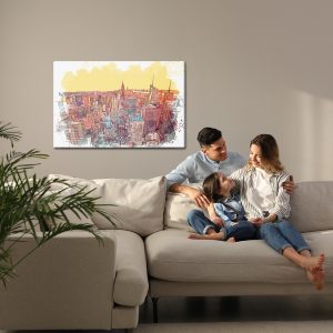 Peinture sur toile Gratte-Ciel Colorés De New York Peints – Image 7