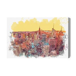 Peinture sur toile Gratte-Ciel Colorés De New York Peints – Image 2