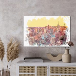 Peinture sur toile Gratte-Ciel Colorés De New York Peints – Image 3