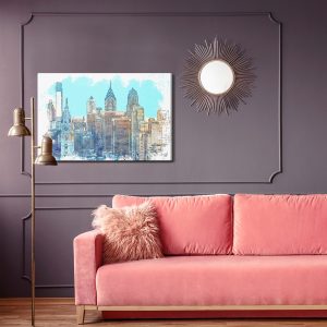 Peinture sur toile Gratte-Ciel De New York Avec Une Touche D'aquarelle – Image 4