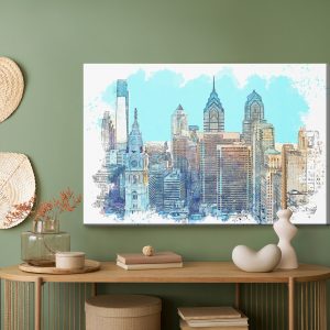Peinture sur toile Gratte-Ciel De New York Avec Une Touche D'aquarelle – Image 5