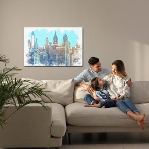 Peinture sur toile Gratte-Ciel De New York Avec Une Touche D'aquarelle – Image 7