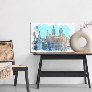 Peinture sur toile Gratte-Ciel De New York Avec Une Touche D'aquarelle – Image 6