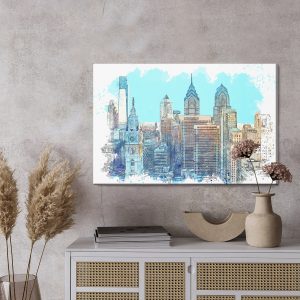Peinture sur toile Gratte-Ciel De New York Avec Une Touche D'aquarelle – Image 3