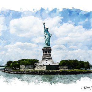 Peinture sur toile Statue De La Liberté Peinte À L'aquarelle – Image 1