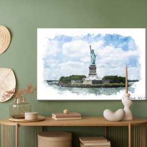 Peinture sur toile Statue De La Liberté Peinte À L'aquarelle – Image 5