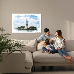 Peinture sur toile Statue De La Liberté Peinte À L'aquarelle – Image 7