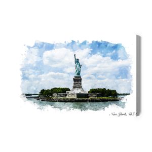 Peinture sur toile Statue De La Liberté Peinte À L'aquarelle – Image 2