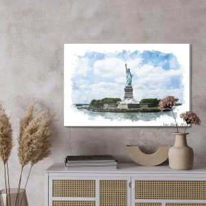 Peinture sur toile Statue De La Liberté Peinte À L'aquarelle – Image 3