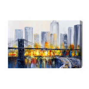 Peinture sur toile Le Panorama De New York Sous Une Forme Abstraite – Image 2