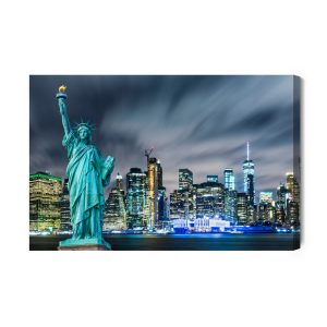 Peinture sur toile Statue De La Liberté Dans Le Contexte Des Gratte-Ciel De New York – Image 2