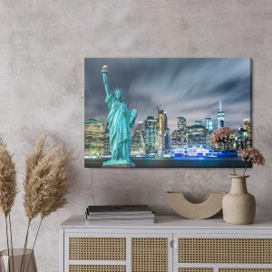 Peinture sur toile Statue De La Liberté Dans Le Contexte Des Gratte-Ciel De New York – Image 3