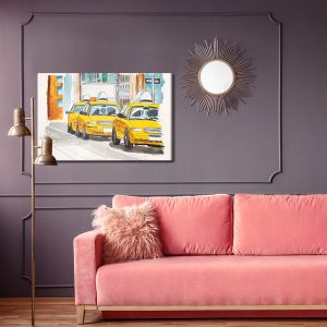Peinture sur toile Taxis De New York Peints À L'aquarelle – Image 4