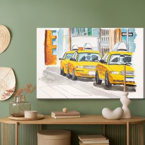 Peinture sur toile Taxis De New York Peints À L'aquarelle – Image 5
