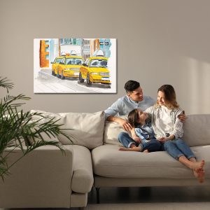 Peinture sur toile Taxis De New York Peints À L'aquarelle – Image 7