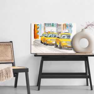 Peinture sur toile Taxis De New York Peints À L'aquarelle – Image 6