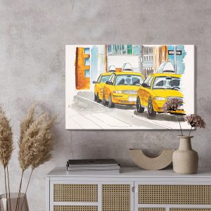 Peinture sur toile Taxis De New York Peints À L'aquarelle – Image 3