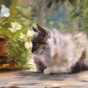 Peinture sur toile Un Chat Parmi Le Vert, Comme Peint – Image 1